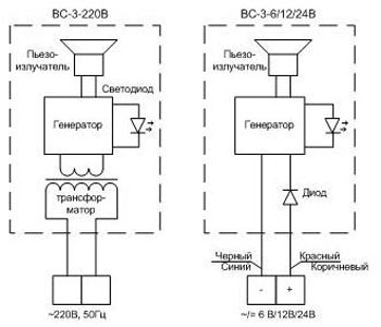 Электрическая схема сигнализаторов ВС-3